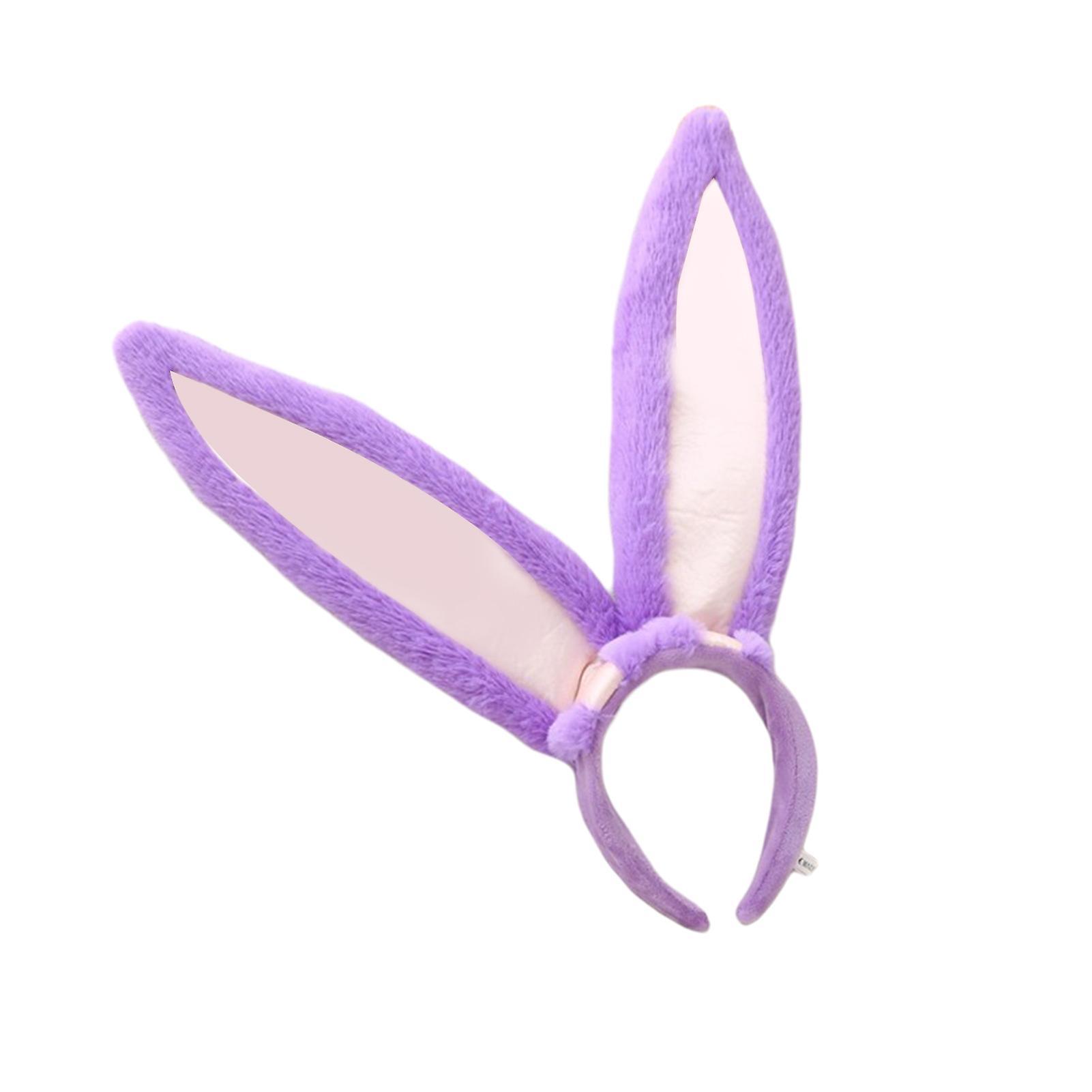 Yamaler Bunny Headband Lovely Long Rabbit Ears Headpiece Soft Cross-dressing Hair Accessories Hair Hoop Holiday Costume Cosplay Purple