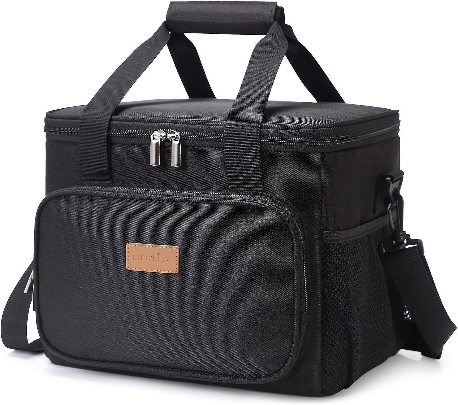 Blackp 15l Sac Isotherme Lunch Bag, Sac-glacire Cooler Bag Sac De Repas Pour Djeuner/travail/ecole/plage/pique-nique (noir)