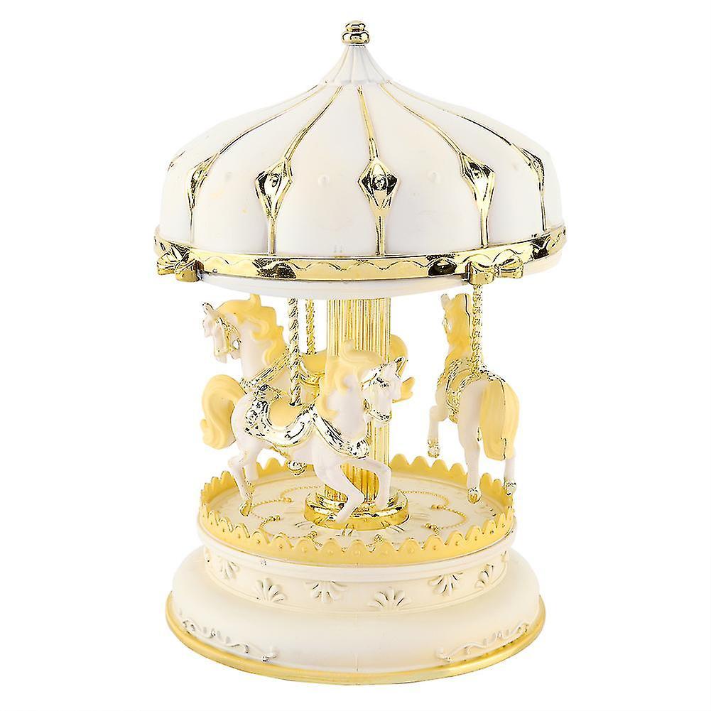 Gold Three Horses Carousel Music Box - Plastic Romantic Birthday Kids Anniversary Gift