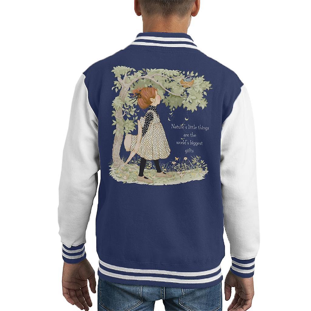 Holly Hobbie Natures Little Things Light Text Kid's Varsity Jacket Navy/White Small (5-6 yrs)