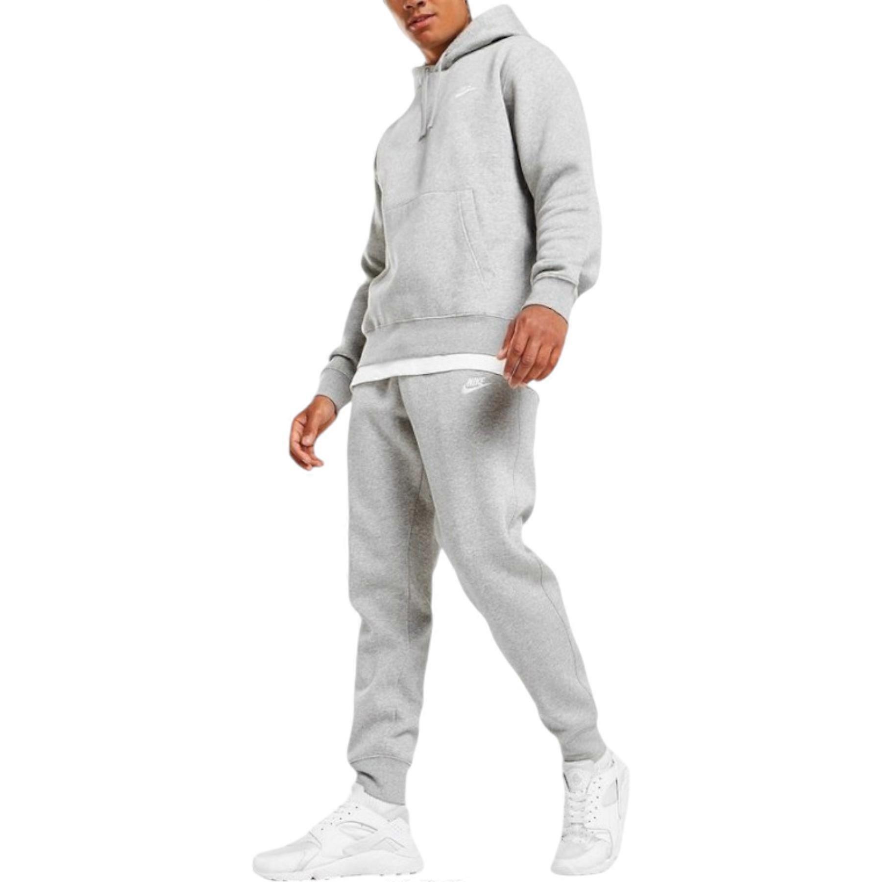 Nike Club Mens Fleece Full Tracksuits Set Grey L