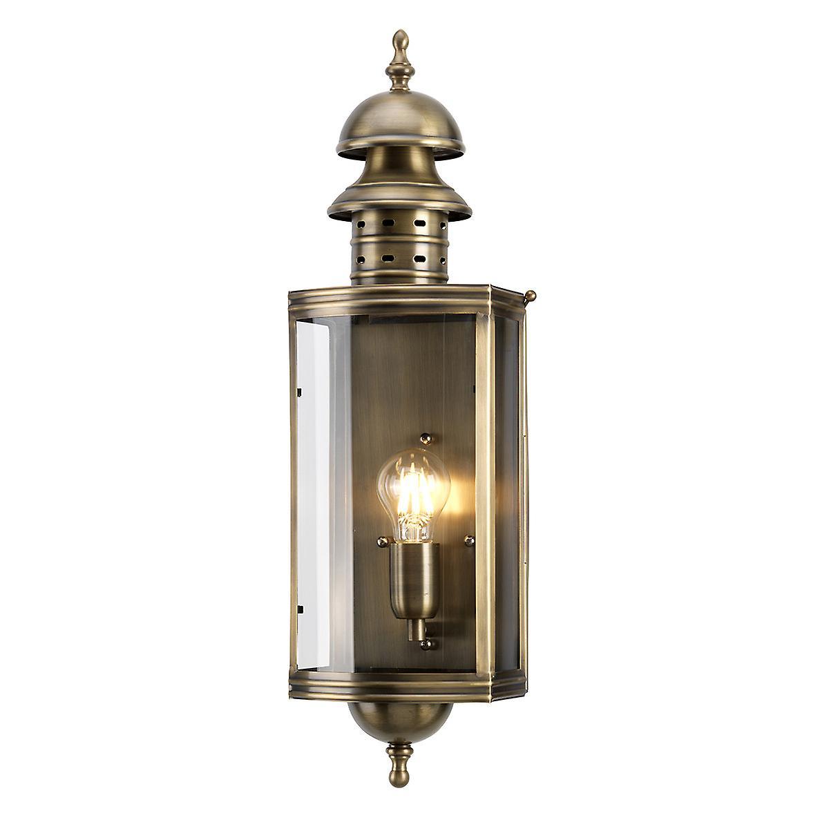 Downing Street 1 Light Outdoor Wall Lantern Light Solid Brass IP44 E27