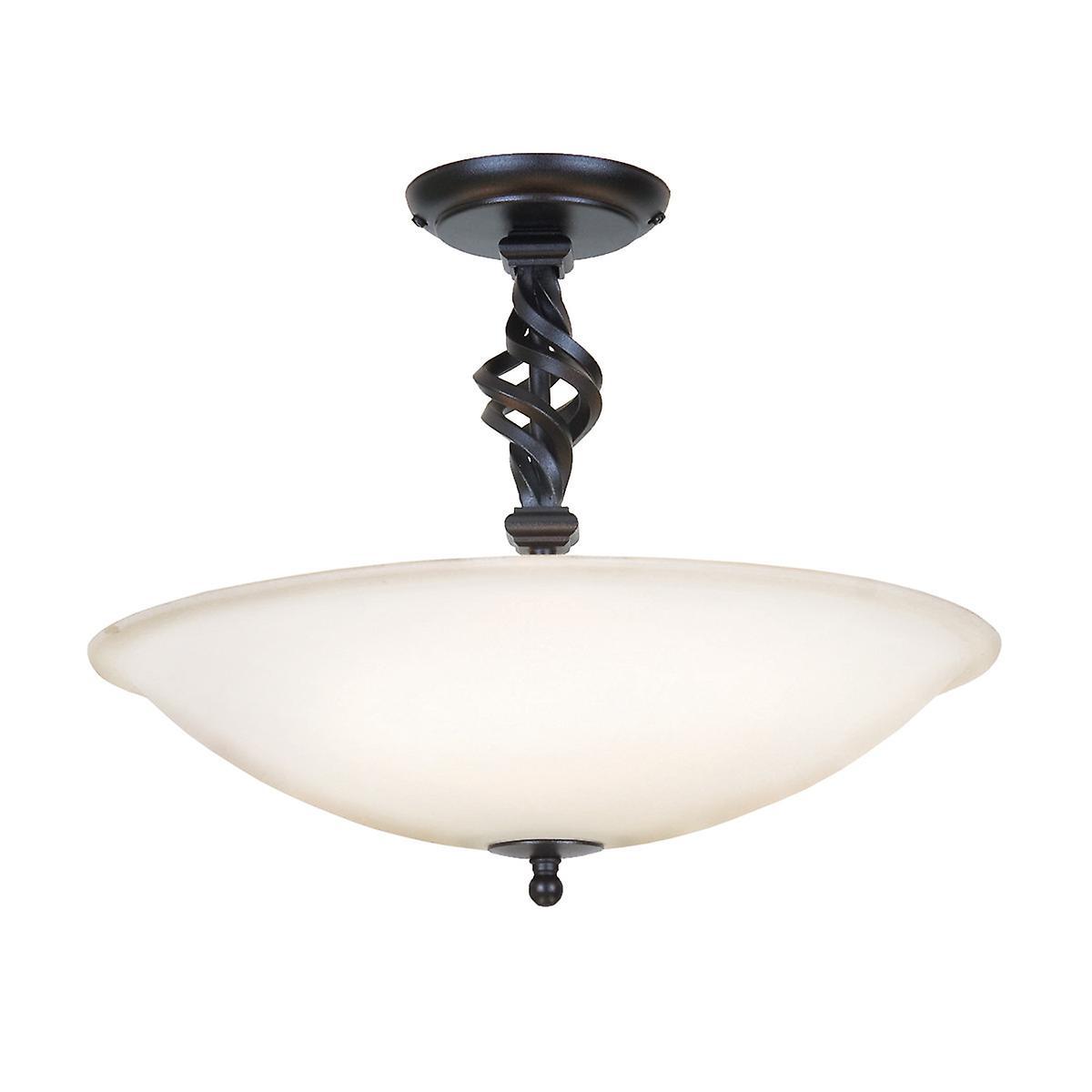 Pembroke 3 Light Semi Flush Ceiling Light Black E14