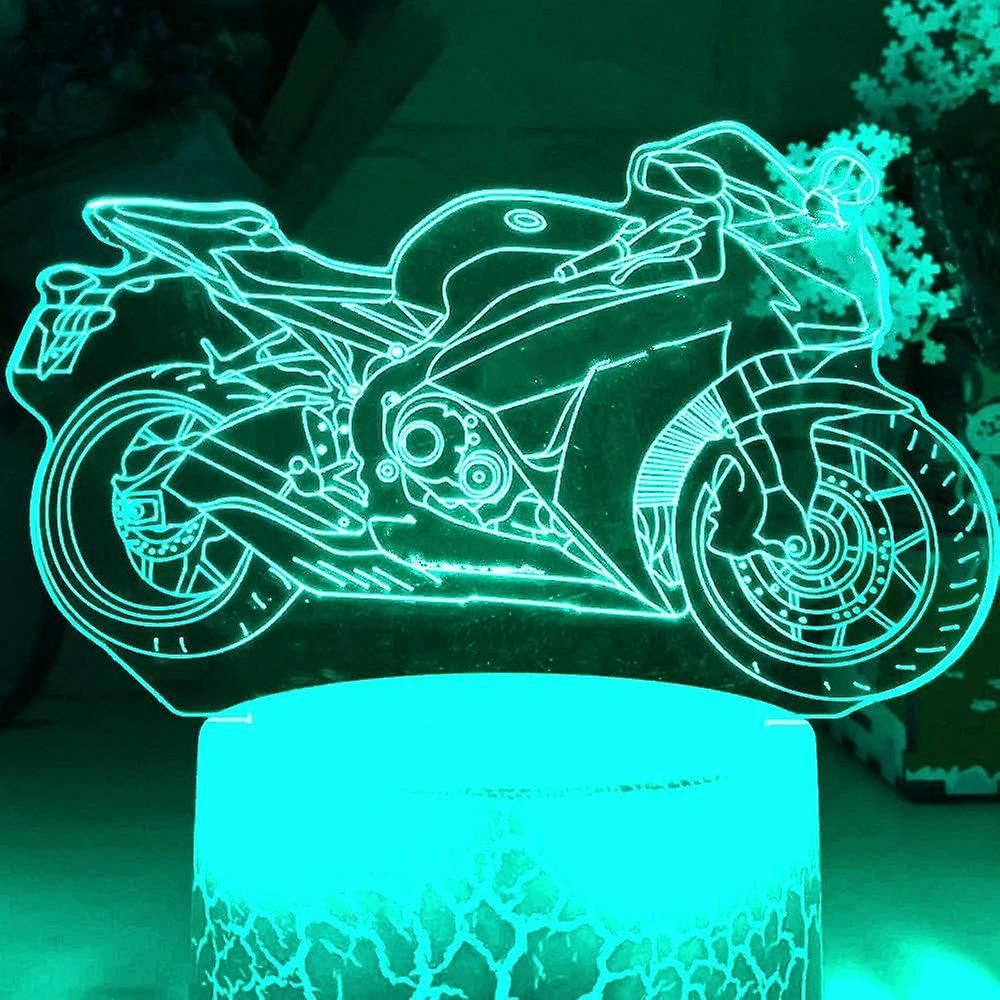 Xcy 3D Motorcycle Car Night Light Table Desk Optical Illusion Lamps 7 Color Changing Lights LED Table Lamp Xmas Home Love Birthday Children Kids Gift