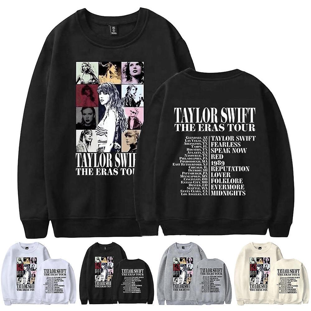 Besser Taylor Swift The Eras Tour Sweatshirt Long Sleeve Crew Neck Casual Jumper Pullover Tops Fans Gifts For Men Women Friends Black M