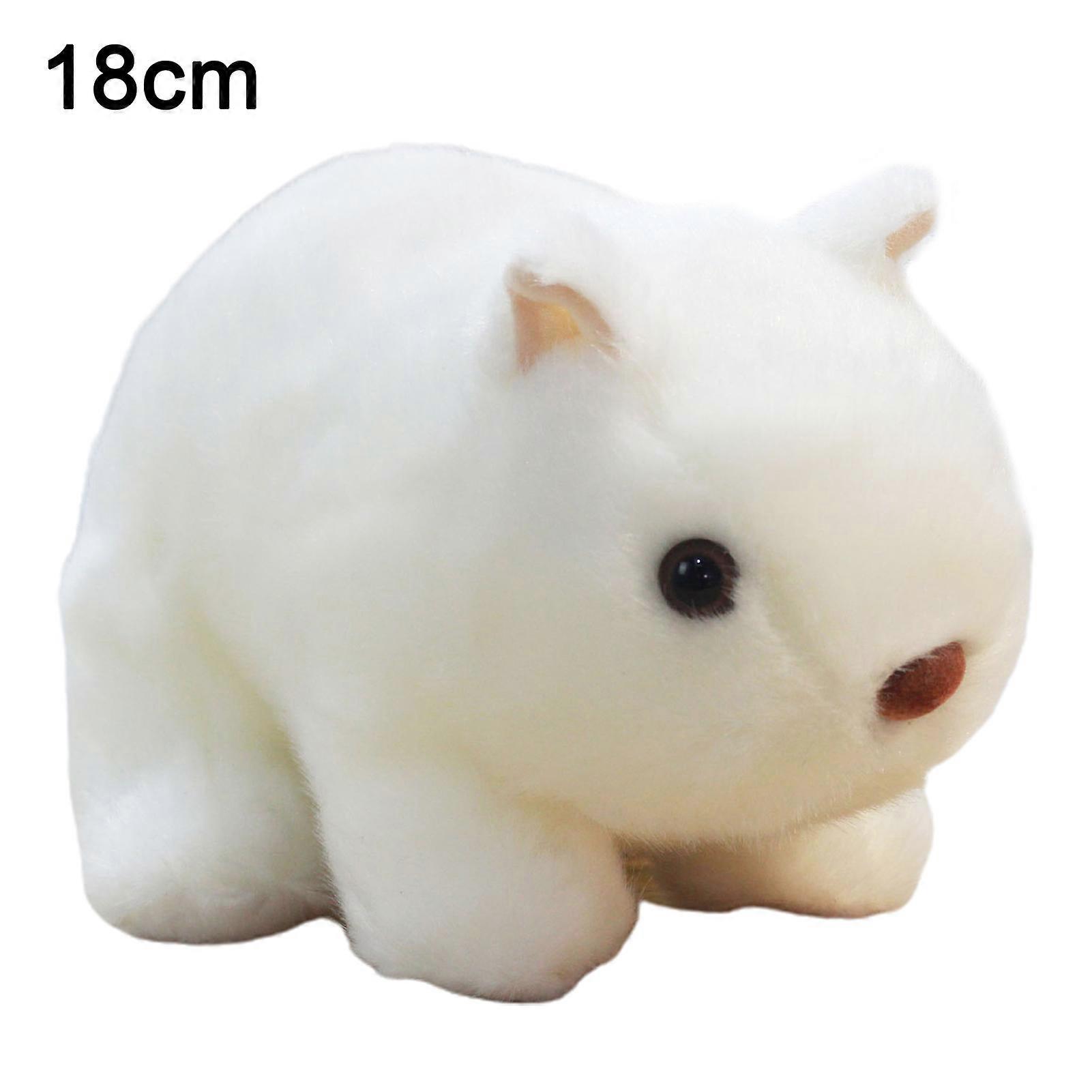 Hislaves Simulation Wombat Toy Lovely Vivid Expression Birthday Gift Stuffed Guinea Pig Animal Toy for Girl White 18 cm