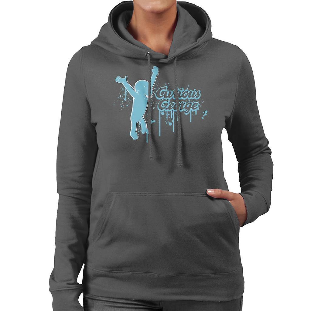 Curious George Paint Drip Logo Women's Hooded Sweatshirt Charcoal Large