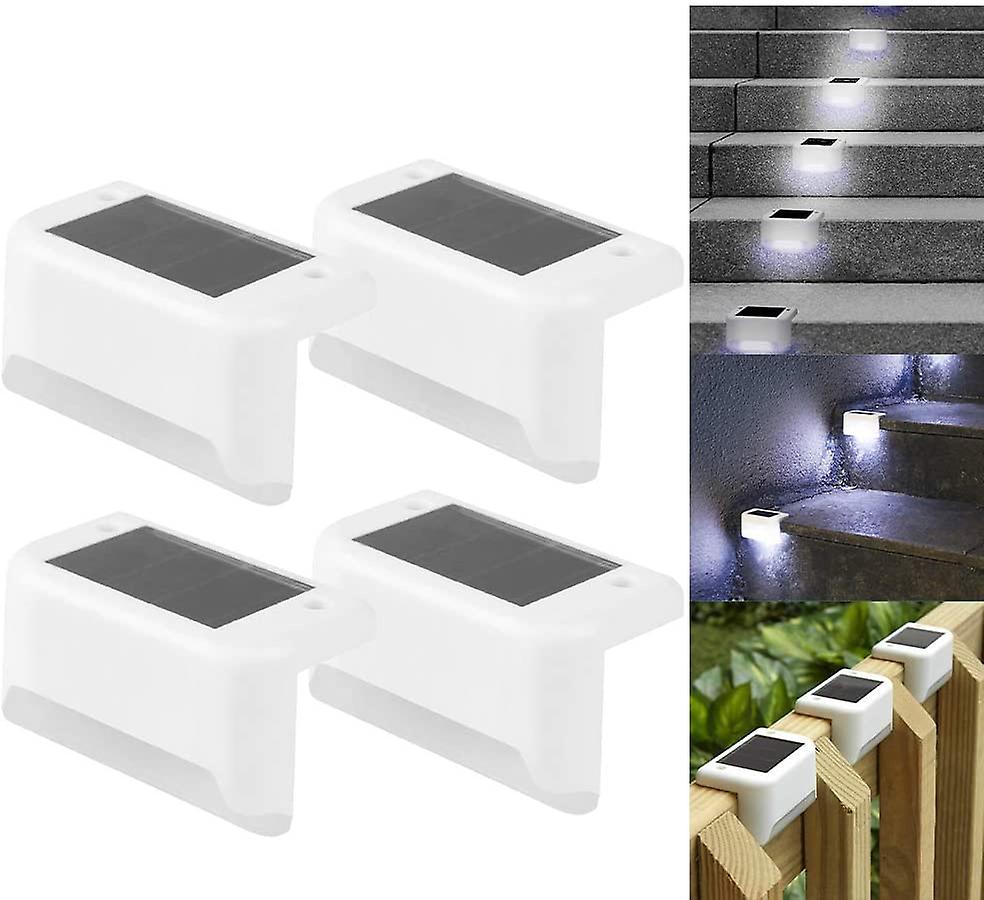 Le Contente 4 Pack Solar Deck Lights Led Solar Step Lights Waterproof Fence Lights For Outdoor Steps Fence White Cold Light