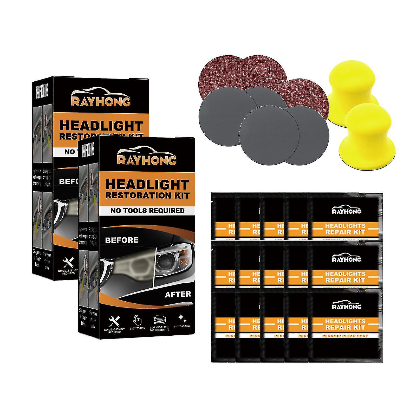 Tianzun Restowipes Car Headlight Restoration Kit, Headlight Restoration Kit For Car, Polish Headlights Lens Restore Cleaner 2 Sets