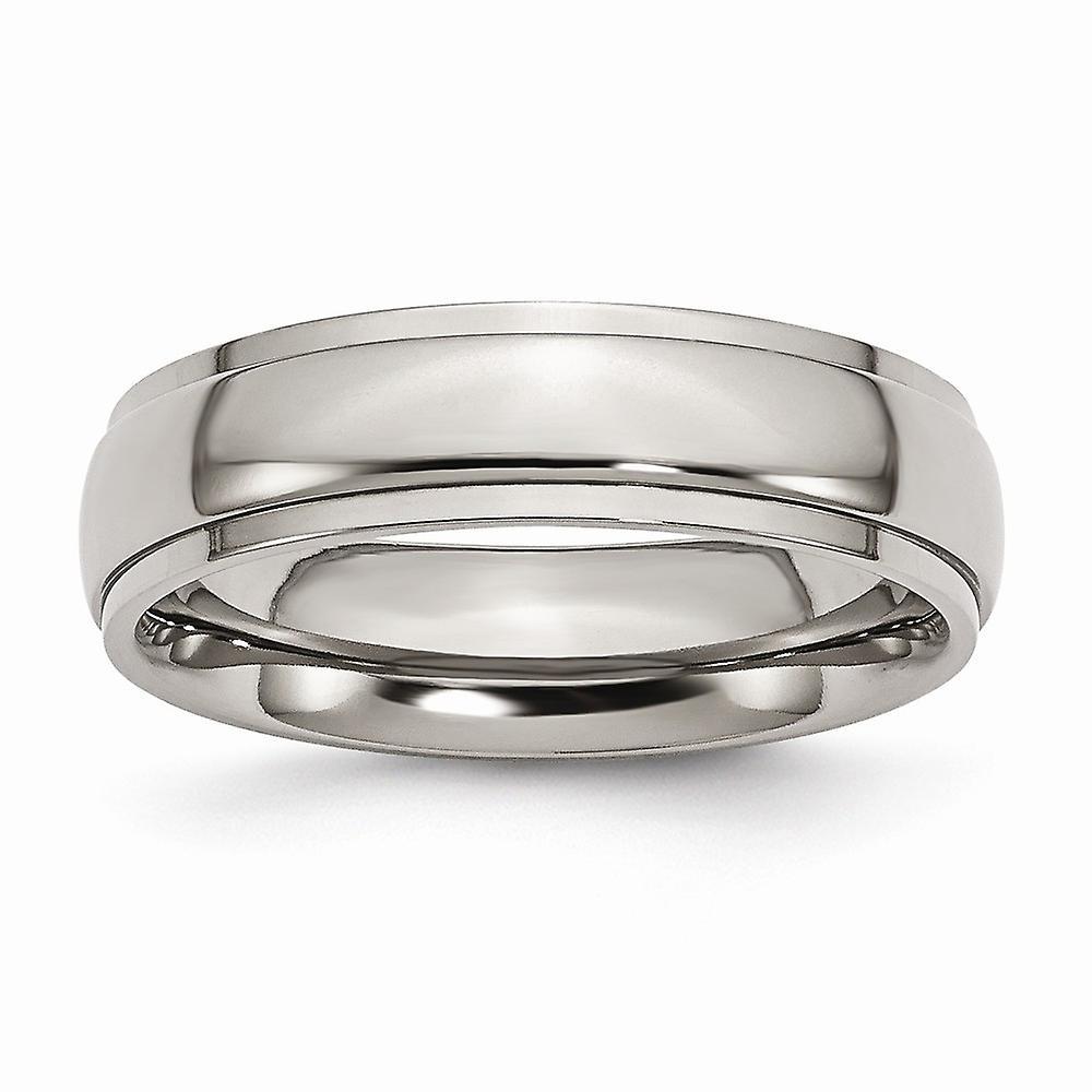 Chisel Titanium Brushed Engravable Ridged Edge 6mm Polished Band Ring Jewelry Gifts for Women - Ring Size: 6 to 14 8