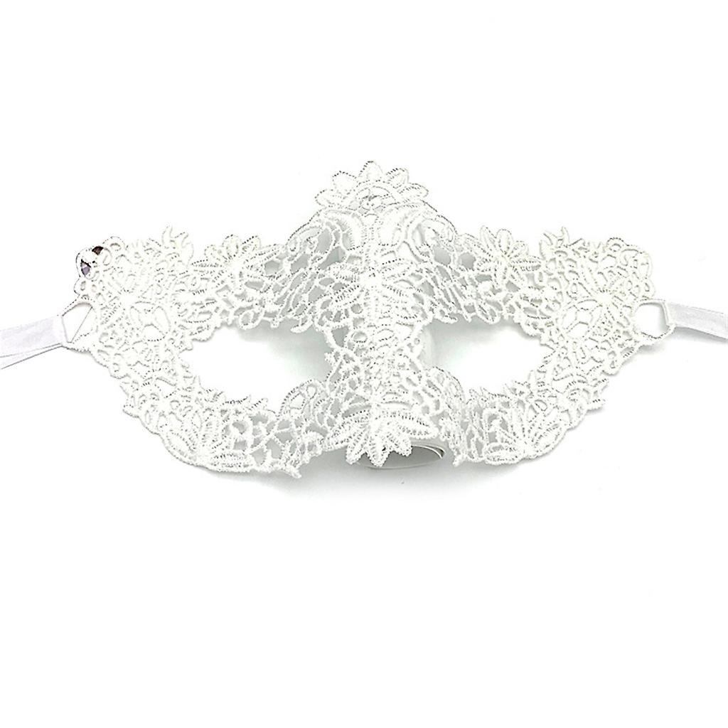 unbrand Lace Mask Soft Lace Mask Halloween Masquerade Mask Lace Eye Mask Half Face White