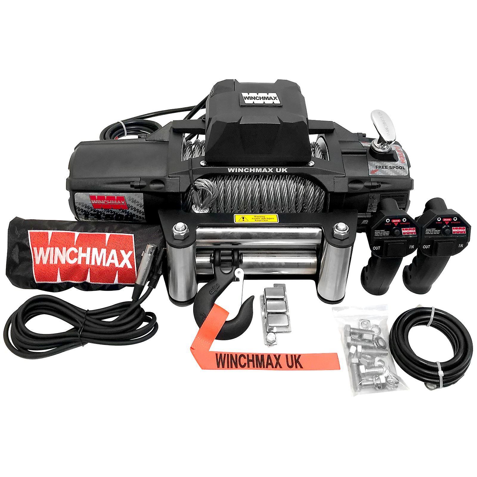 Winchmax 13,500lb (6,123kg) 'SL Series' 12v Military Grade Winch. 26m Steel Rope, Remotes.