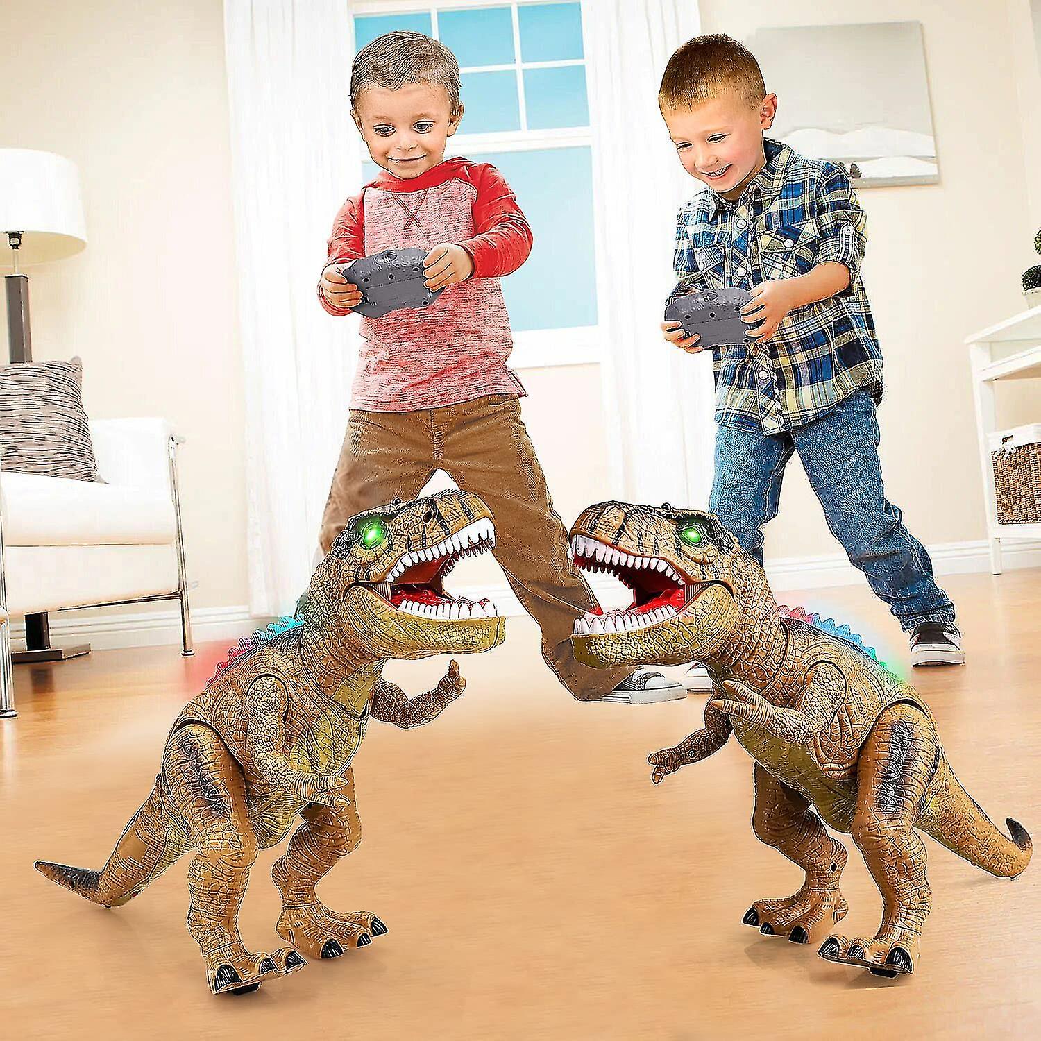 Remote Control Dinosaur Toys For Kids Light Up And Realistic Roaring Sound Tyrannosaurus Rex Toys Dinosaur Robot Toys For Kids Boys Girls Xixi Brown