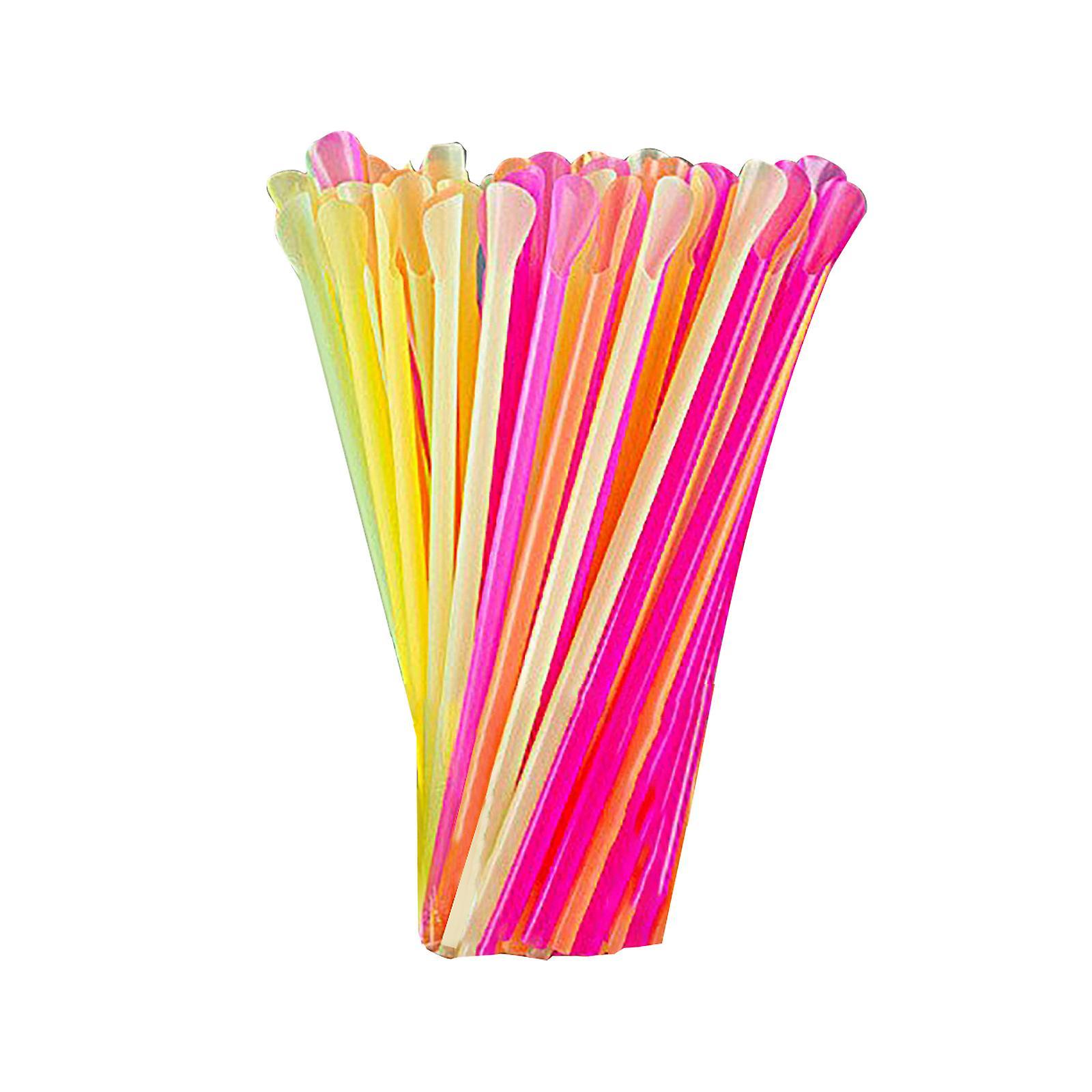 unbrand 100PC Disposable Straws With Spoon Colored Plastic Straws A