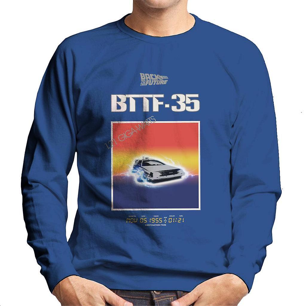 Back to the Future 35th Anniversary Sunset Men's Sweatshirt Royal Blue Large