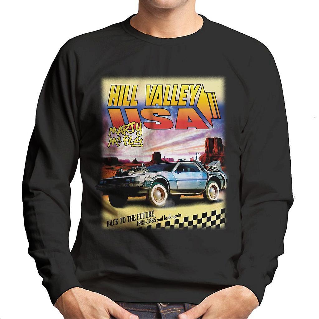 Back to the Future Delorean Hill Valley USA Marty Mcfly Men's Sweatshirt Black Small