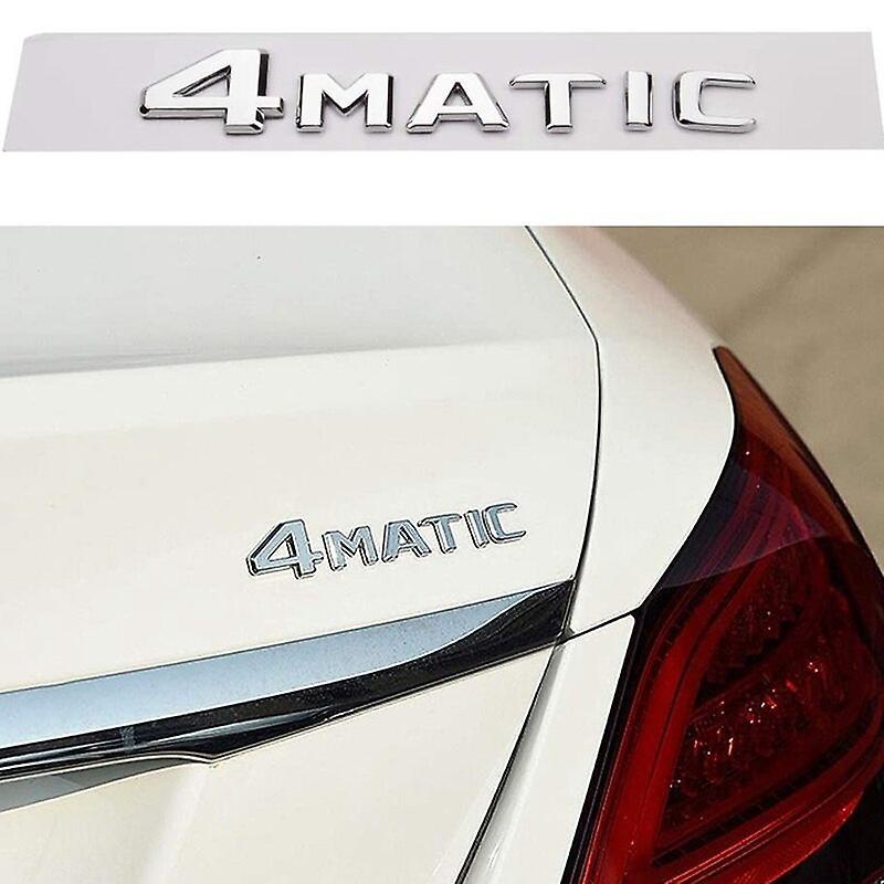 Car Badge 4MATIC Auto Trunk Door Fender Bumper Badge Decal Emblem Adhesive Tape Sticker Replacement for Mercedes-Benz Silver