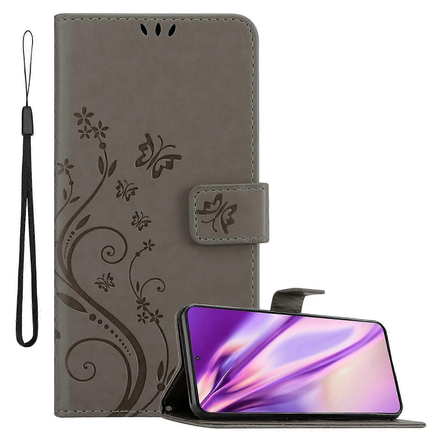 Samsung Galaxy S21 5G Protective Case - with Floral Pattern and Card Slot FLORAL DARK LILA