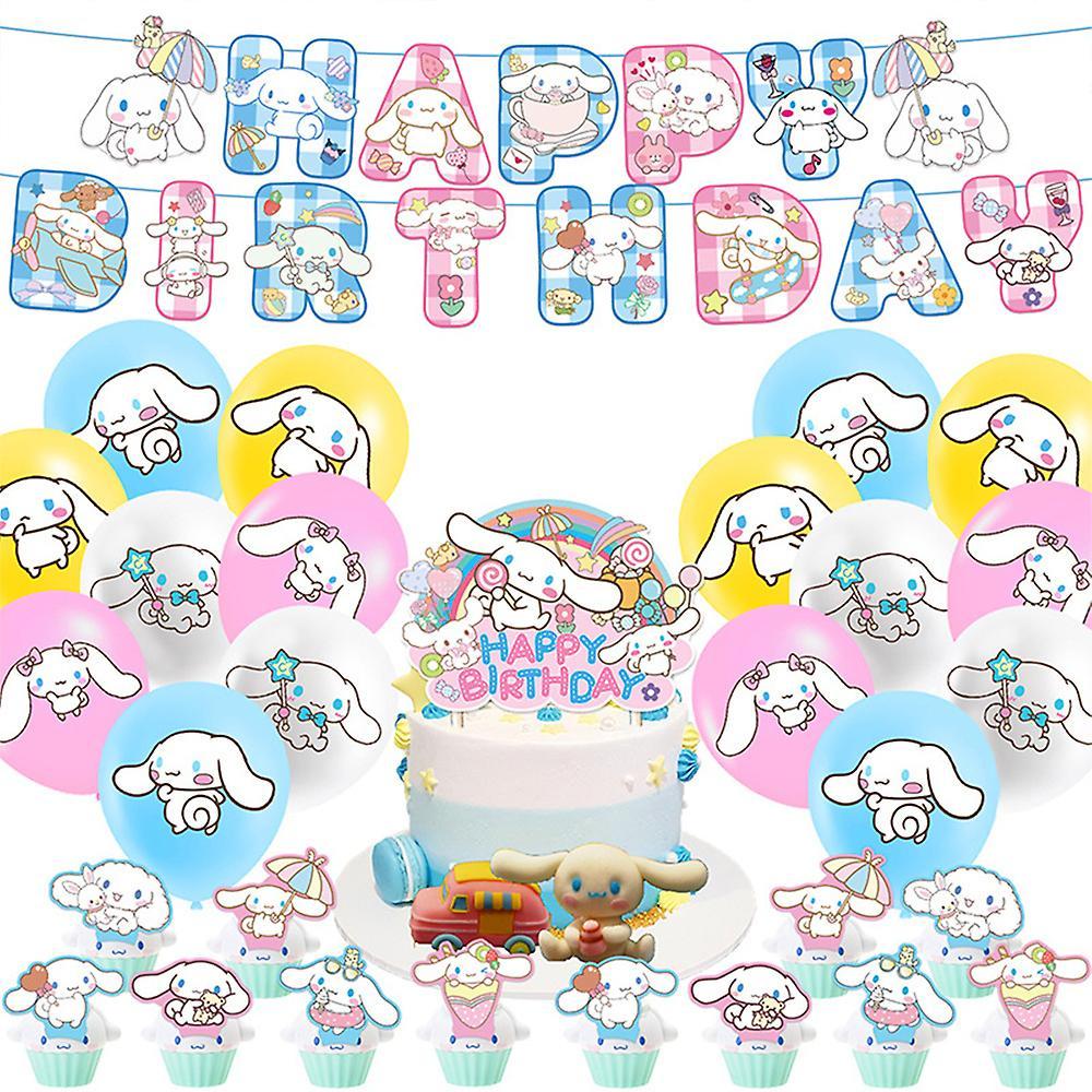 Waytogo Cinnamoroll Birthday Party Decorations, Kawaii Cinnamoroll Dog Party Supplies, Include Birthday Banner, Balloons, Puppy Cake Toppers For Ki...