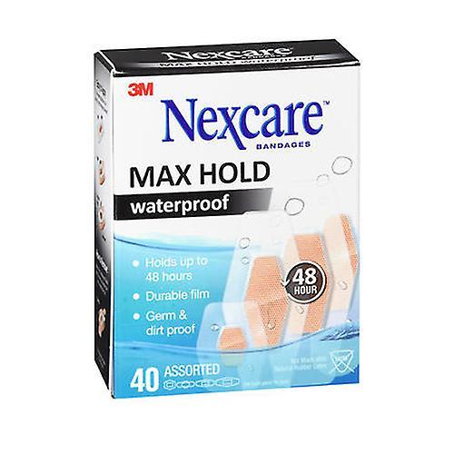 Nexcare Max Hold Waterproof Bandages Assorted, 40 Each (Pack of 1)