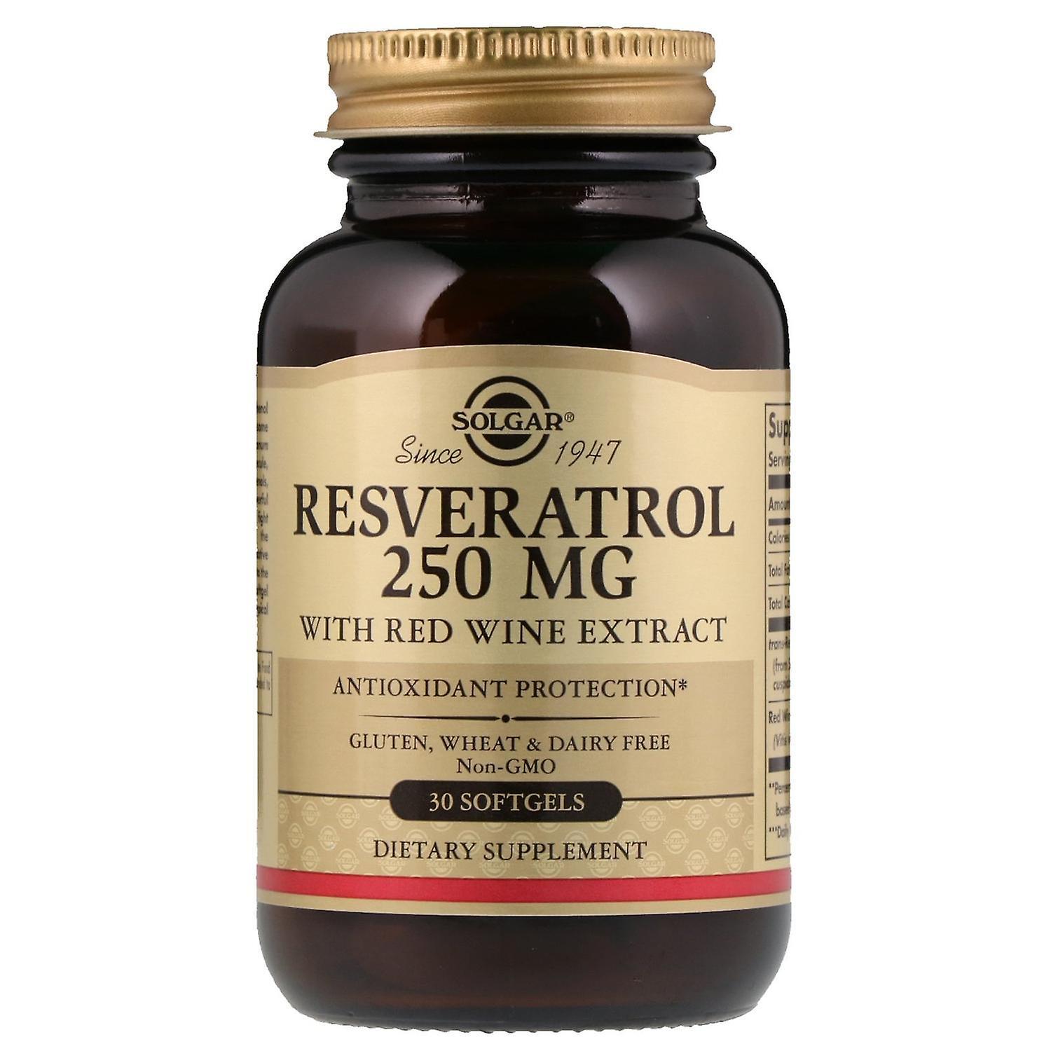 Solgar, Resveratrol, 250 mg, 30 Softgels