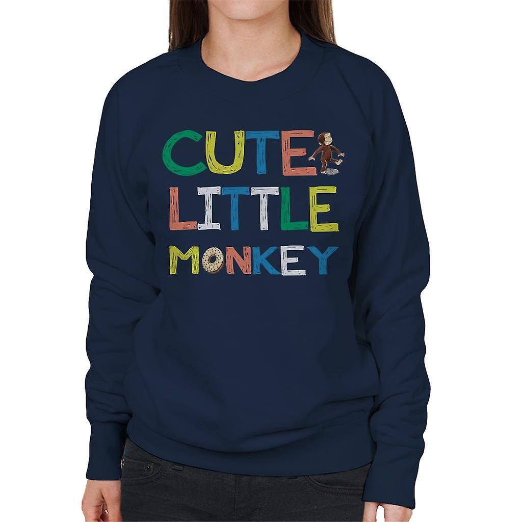 Curious George Cute Little Monkey Women's Sweatshirt Navy Blue Large