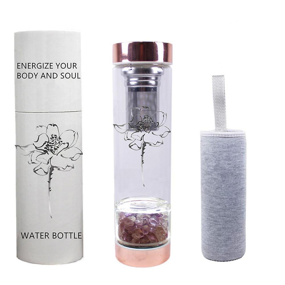 AITELEI Amethyst Crystal Elixir Infused Gem Water Bottle