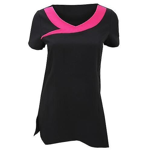 Premier Womens/Ladies Ivy Beauty And Spa Tunic (Contrast Neckline) (Pack of 2) Black/ Turquoise 6