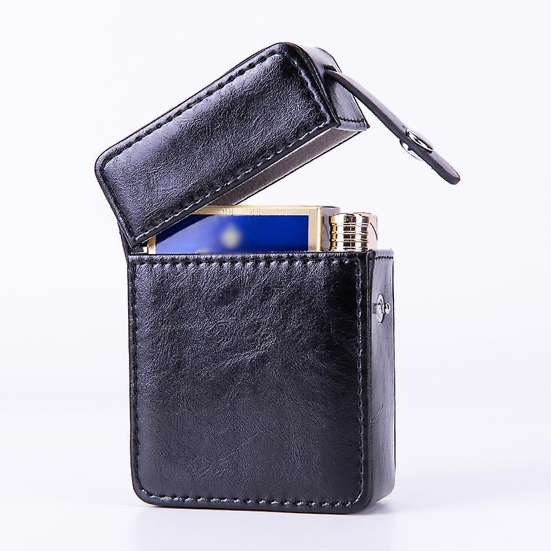 FLARUT Pu Leather Cigarette Box Case Stainless Steel Cigarette Case With Lighter Holder Y-18