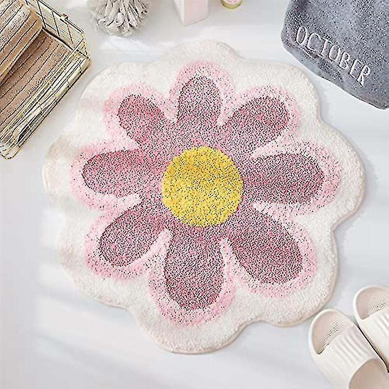 Elriven Non Slip Bath Mat For Bathroom,absorbent Bath Rug Bathmat,cute Flower Shaped Bathroom Rug Shower Ru