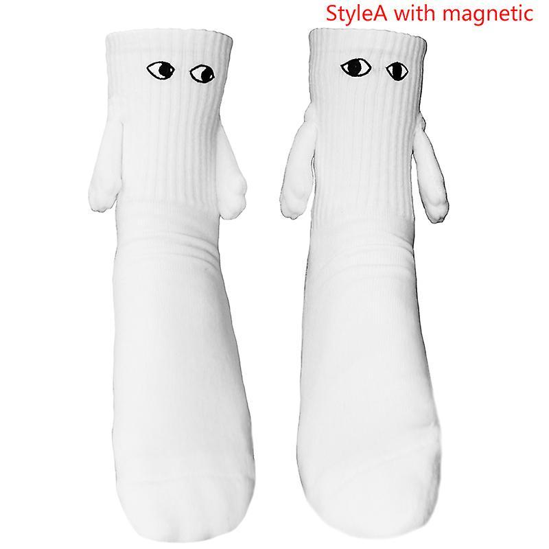 Tiuyii Magnetic Hand Holding Socks New, Hand In Hand Socks, Couple Holding Hands-Socks White B-1