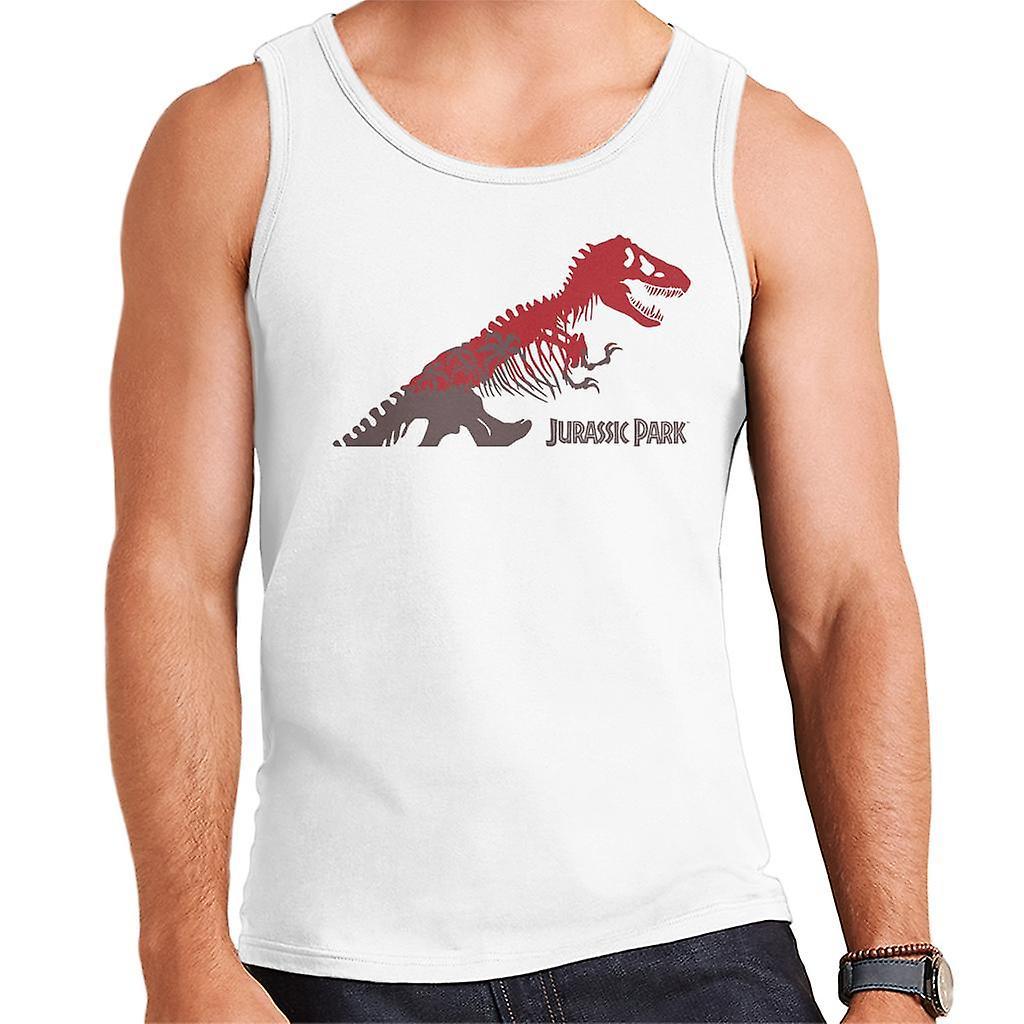 Jurassic Park T Rex Red Skeleton Silhouette Men's Vest White Small