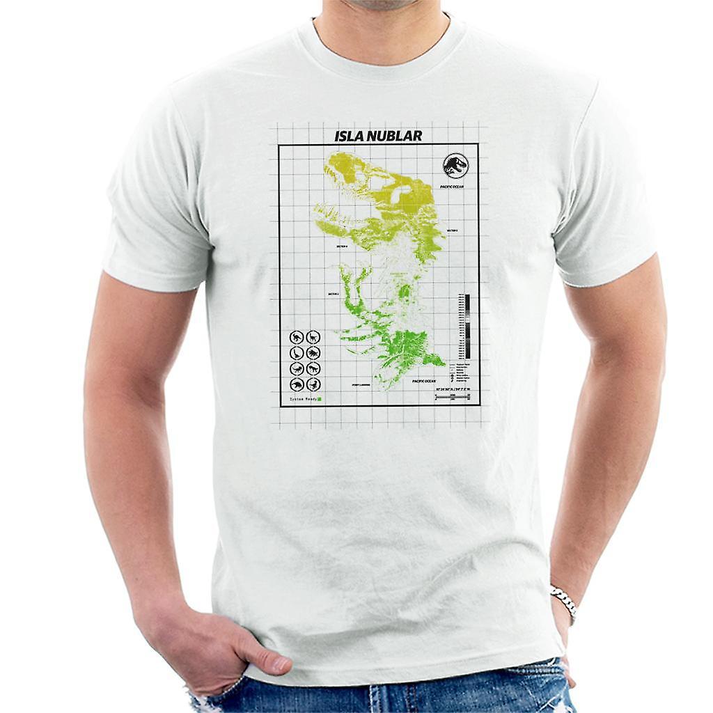 Jurassic Park Isla Nublar T Rex Map Men's T-Shirt White XX-Large