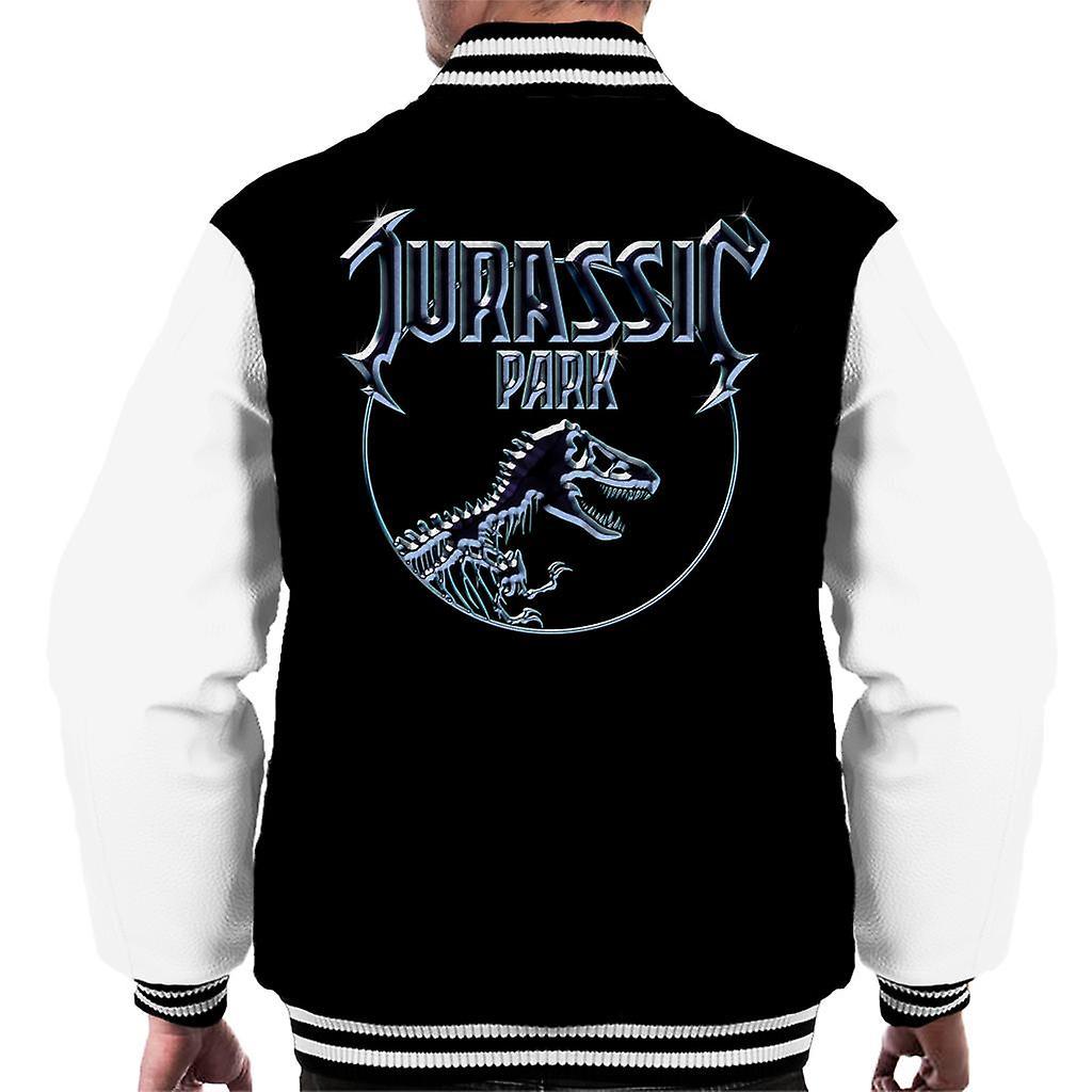 Jurassic Park Chrome Logo Men's Varsity Jacket Black/White X-Large