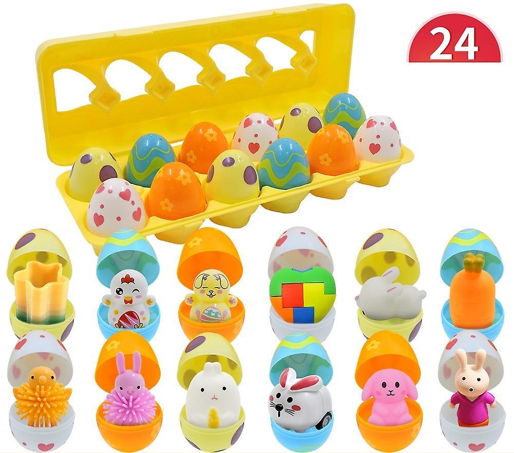 Frifoho 24pcs Prefilled Easter Eggs , Surprise Easter Egg Toys For Kids Boys Girls Easter Party Favors STYLE1