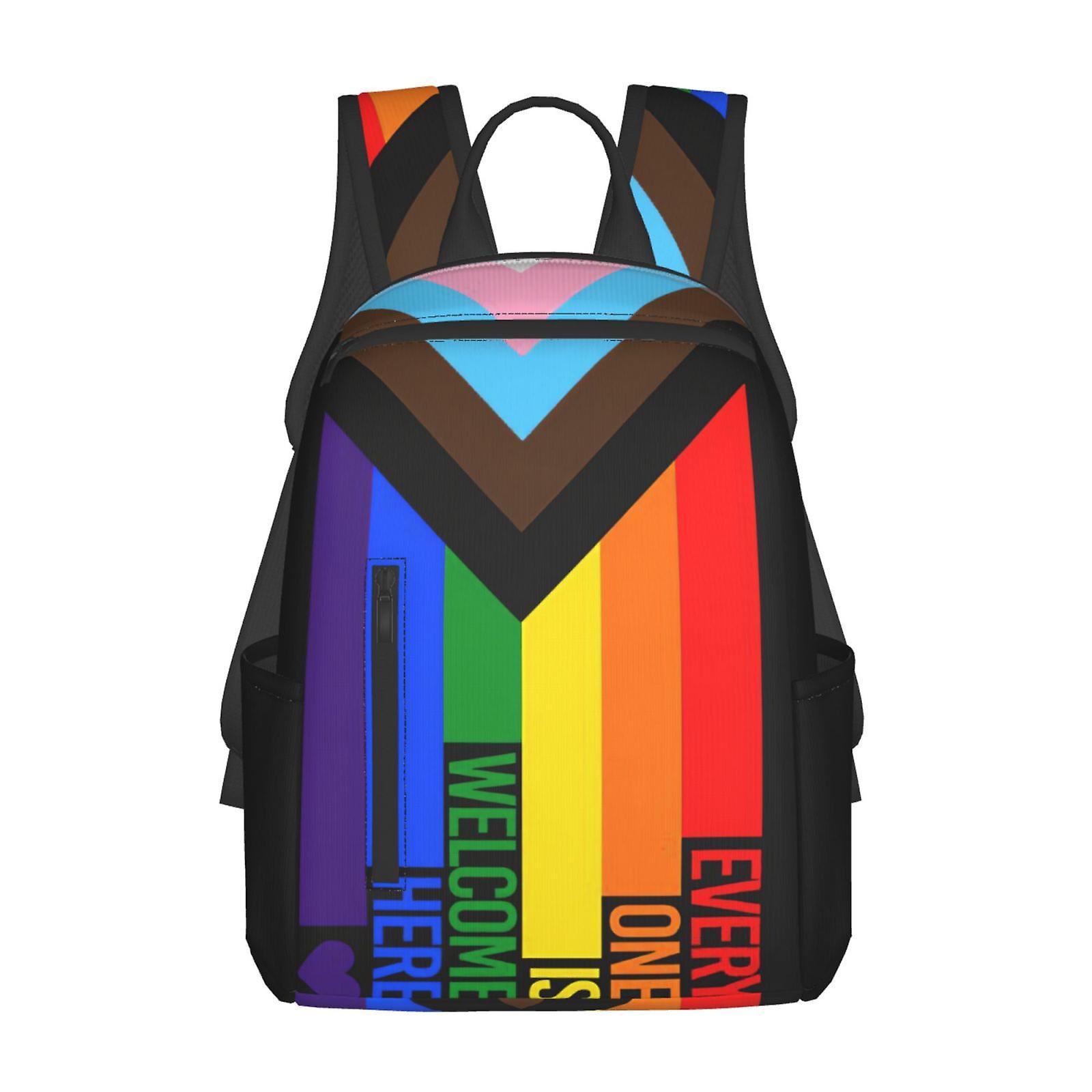 Unbaranded Progress Pride Flag Rainbow Gay Lesbian Transgender Bisexual Lgbtq Backpack,large Capacity Travel Backpack,laptop Backpack,water Resista...