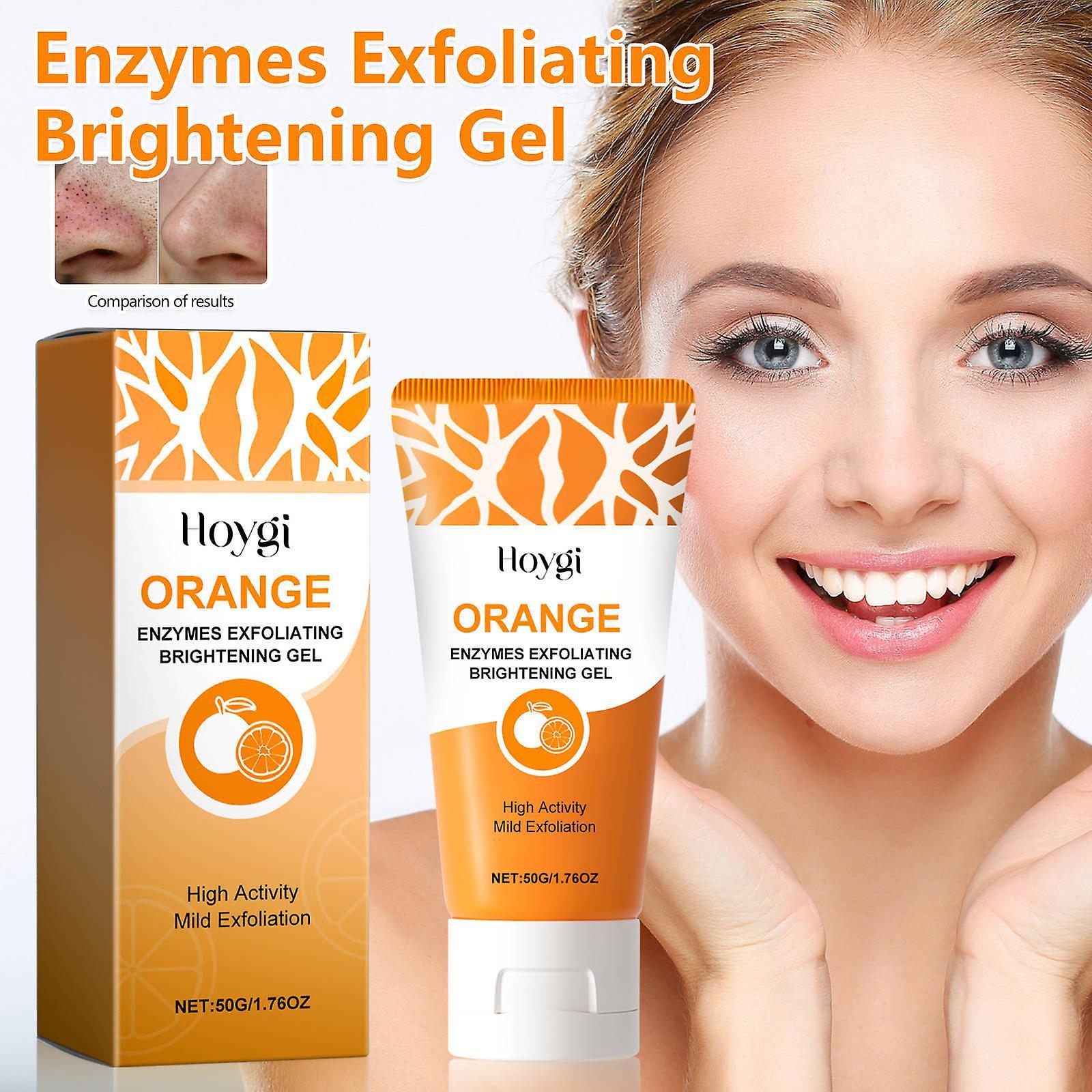 Frusde Orange Enzymes Exfoliating Brightening Gel, Remove Blackheads Deep Cleansing, Orange Exfoliating Gel Scrub Face Body Skin Natural Peeling Ge...