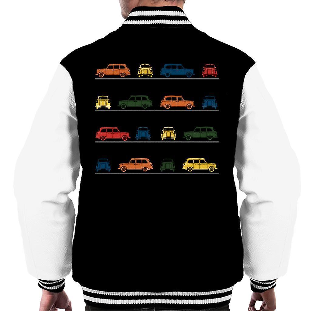 London Taxi Company TX4 Angled Colourful Montage Men's Varsity Jacket Black/White Small