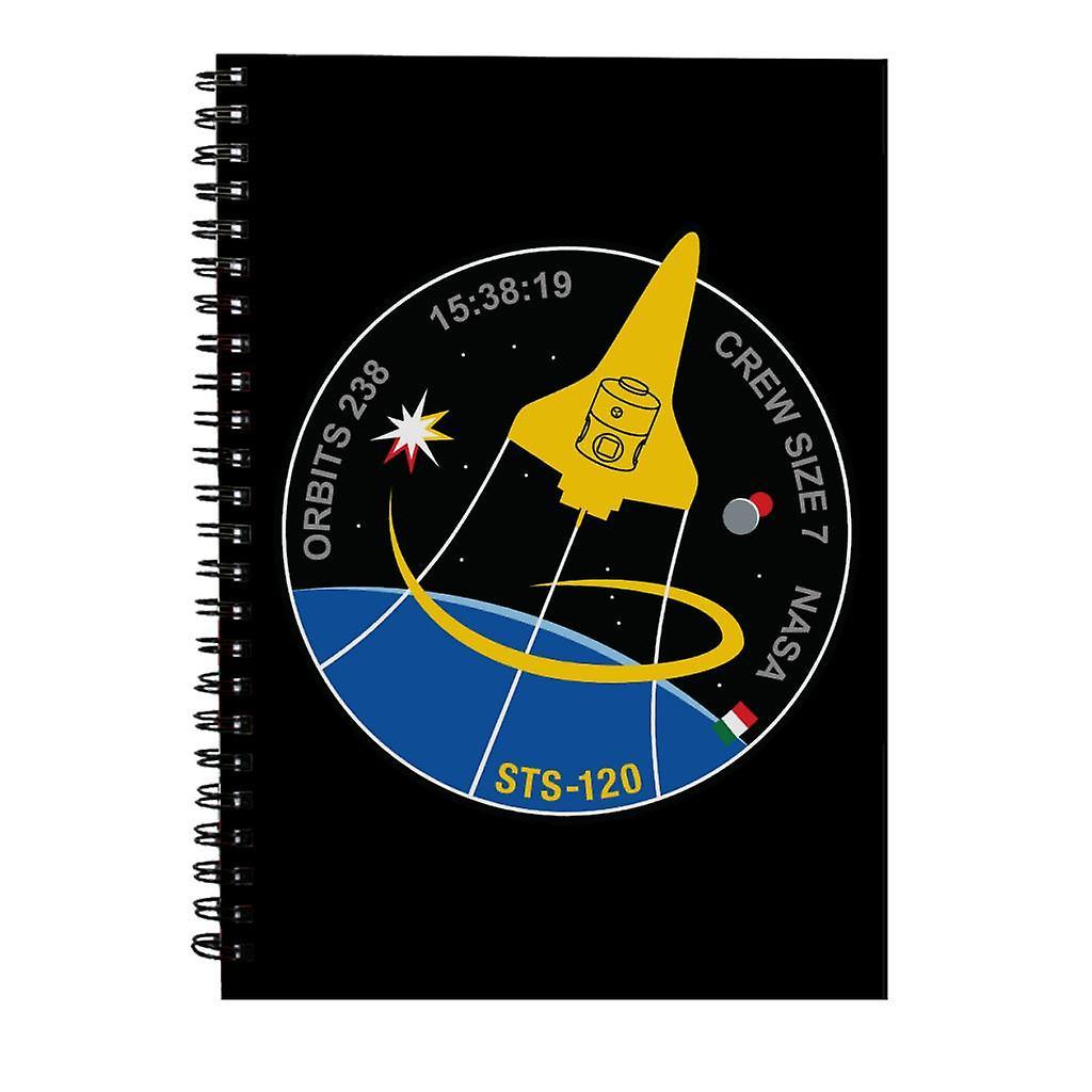 NASA STS 120 Shuttle Mission Imagery Patch Spiral Notebook Black 15 x 21 cm