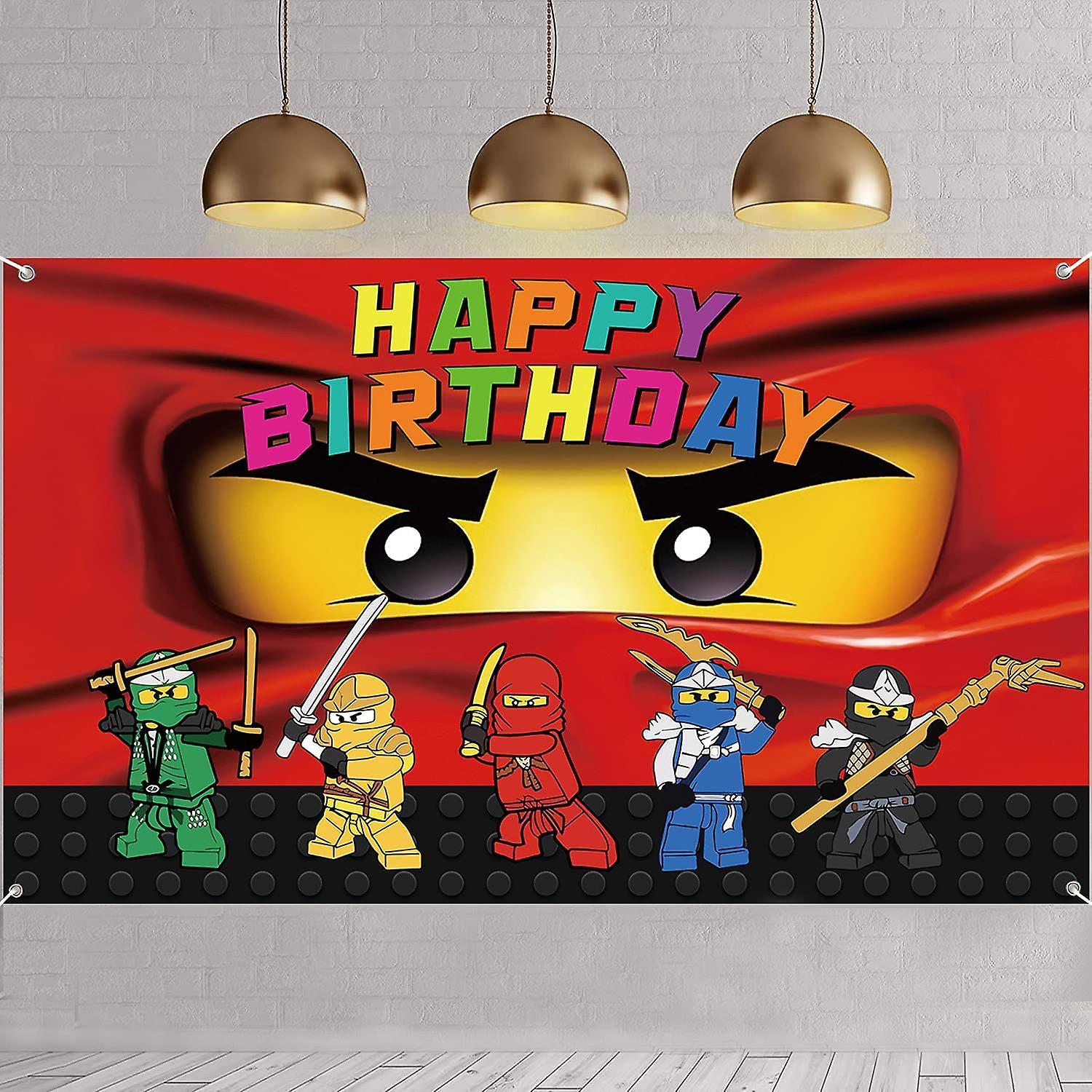 Baicccf Ninja Birthday Party Supplies Ninja Themed Backdrop Decorations Kids Happy Birthday Banner Birthday Party Decorations Boys Ninja Warrior Bi...