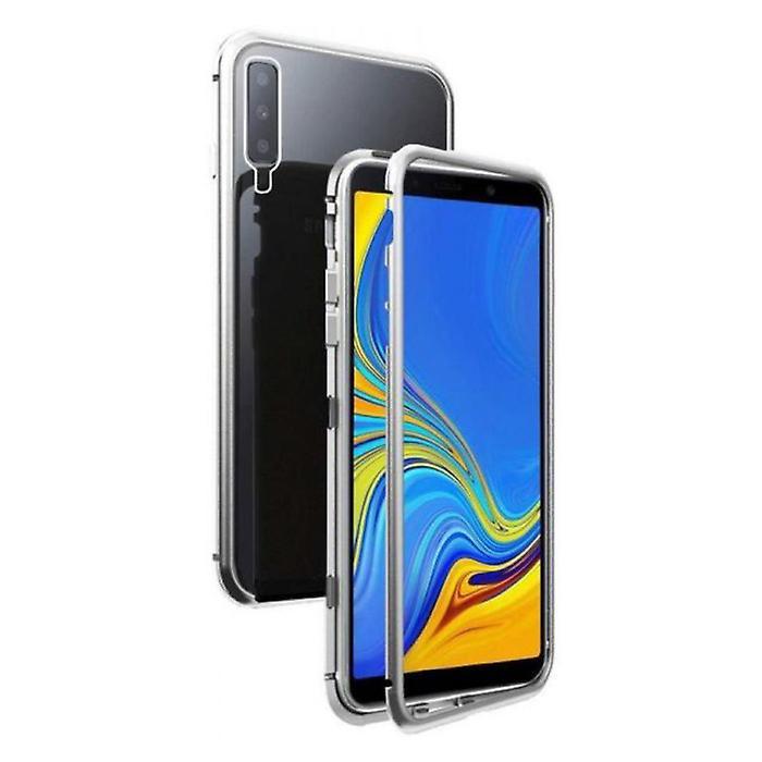 Stuff Certified ® Stuff Certified® Samsung Galaxy A50 Magnetic 360 ° Case with Tempered Glass - Full Body Cover Case + Screen Protector Silver