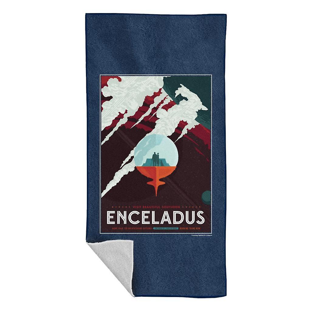 NASA Enceladus Interplanetary Travel Poster Beach Towel Navy Blue 70 x 140cm