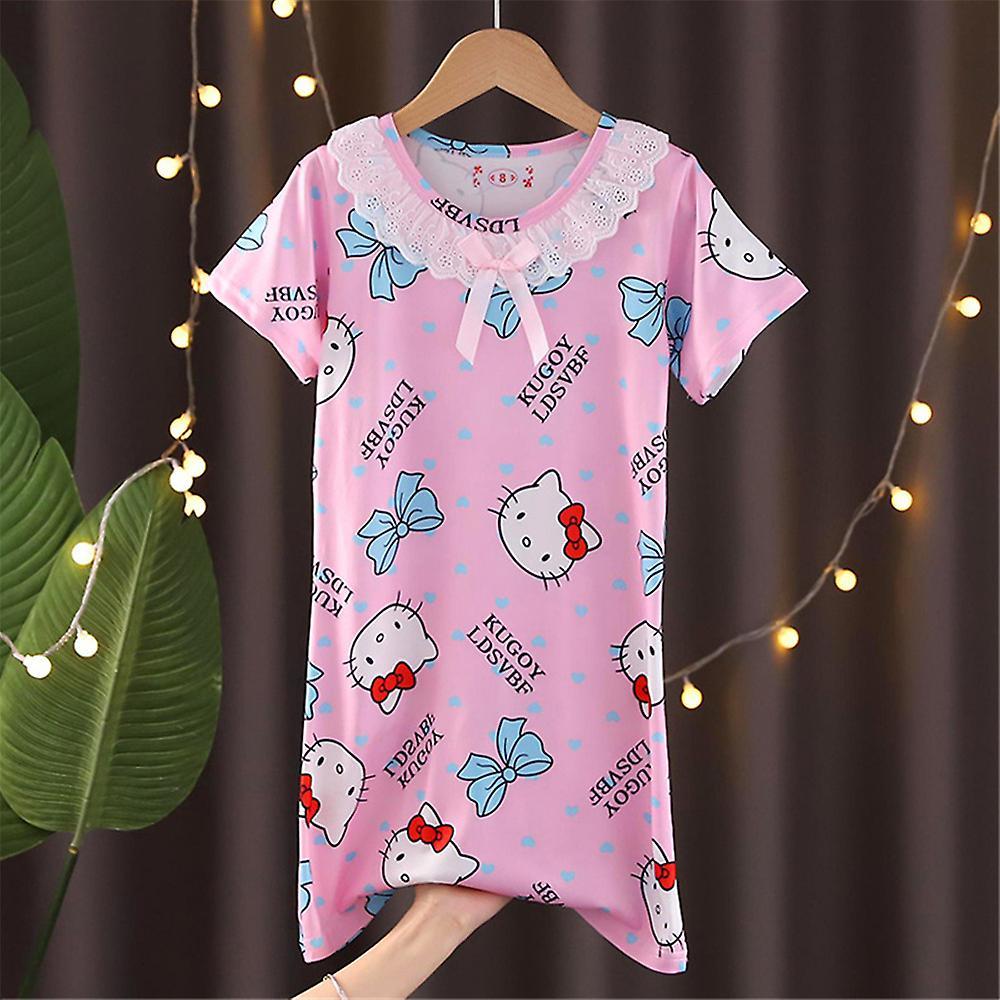 Manchalk 2024 Kids Girls Hello Kitty Kuromi Melody Cinnamoroll Sanrio Cartoon Sleepwear Dress Nightwear Pyjamas PJs Nightdress Age 4-12Years 5-7 Years