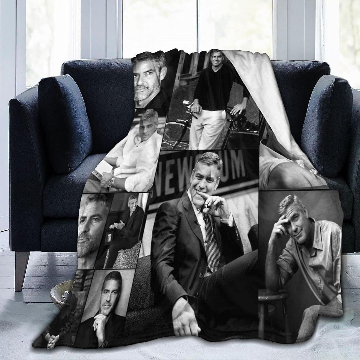 Kerota AY1210 George Clooney Collage Ultra Soft Micro Flannel Throw Blankets Warm Comfortable Versatile Blanket for Sofa and Travel 50x40in 125x100cm