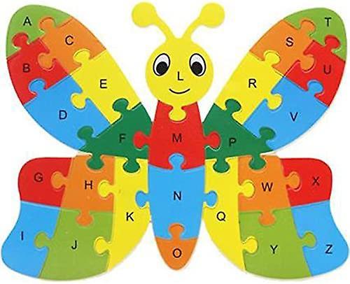 Heytea Colorful Wooden Jigsaw Puzzle Lianshi Alphabet Jigsaw Puzzle 26 English Letters Spell Children's Toys Butterfly Puzzle