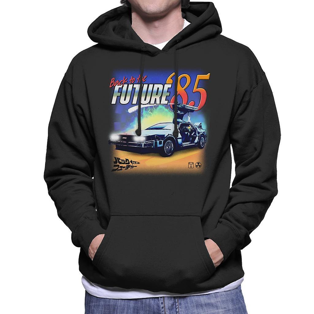 Back to the Future Delorean 85 Electric Charge Men's Hooded Sweatshirt Black X-Large