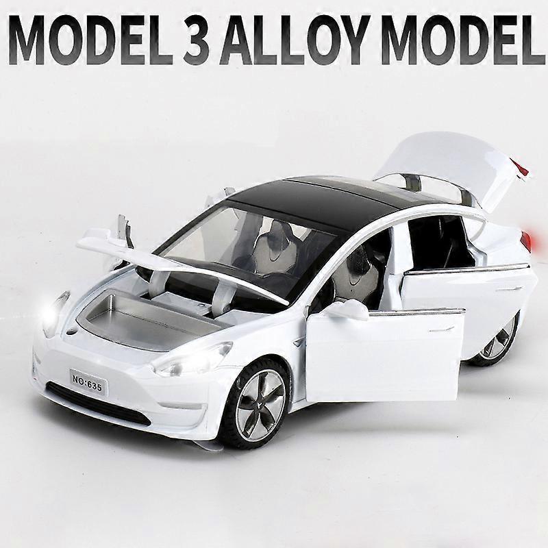 Toy Cars 1:32 Tesla MODEL X MODEL 3 MODEL S MODEL Y Alloy Car Model Diecasts Toy Car Sound and light Kid Toys For Children Gifts Boy Toy Model 3 White