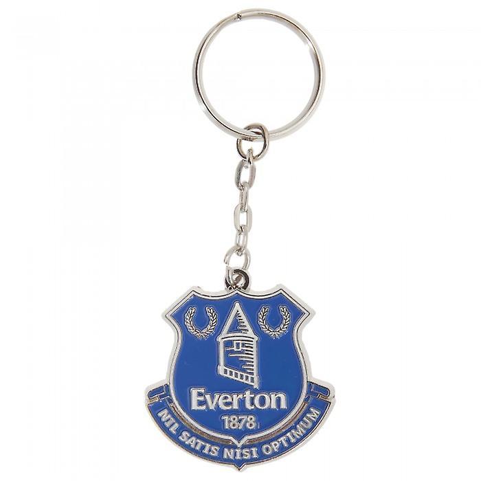 Everton FC Official Metal Football Crest Keyring Silver/Blue One Size