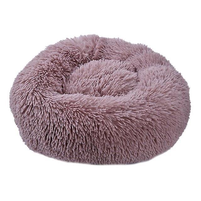 Slowmoose Washable Soft Winter Plush Round Shape Sleeping Bed / Cushion For Pets Dark Grey XS 40CM