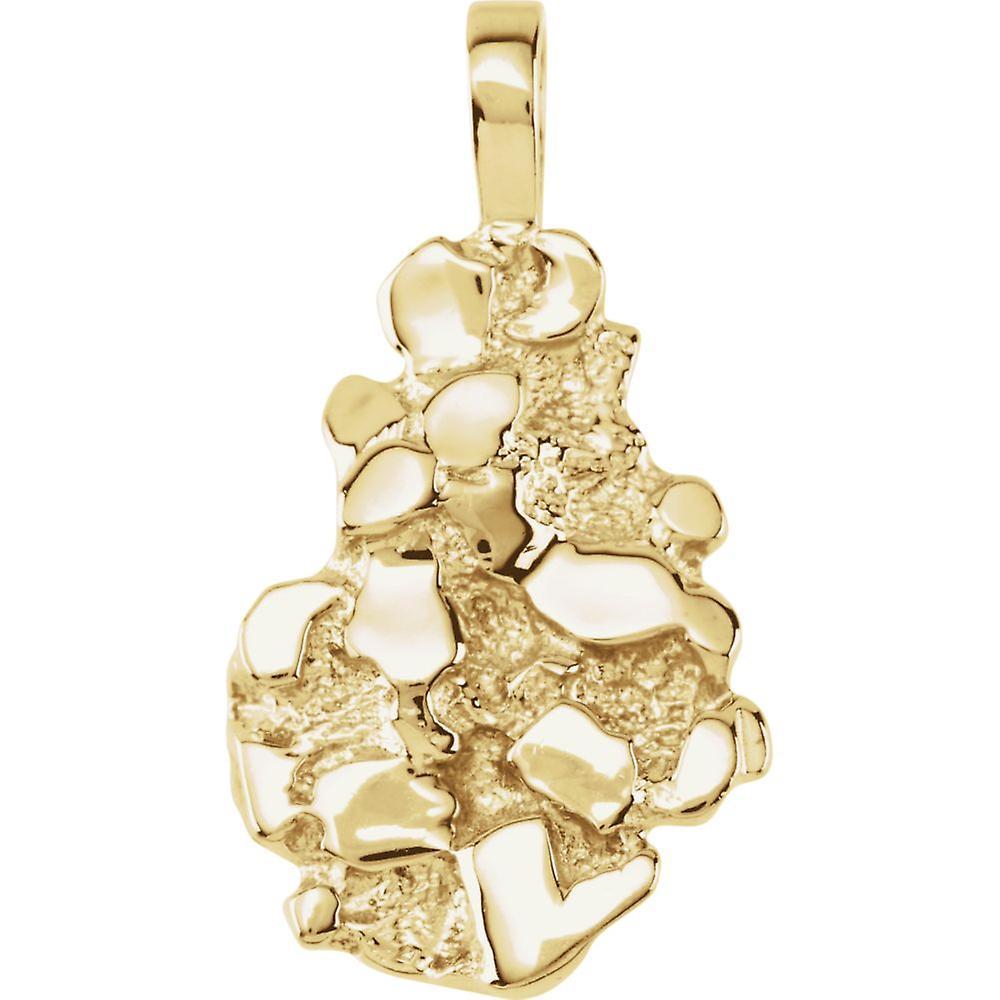 JewelryWeb 10k Yellow Gold Nugget Pendant Necklace Jewelry for Women - 4.3 Grams